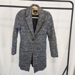 Sam Edelman Coat Size 2 Tweed Wool Blend Notched Color One Button